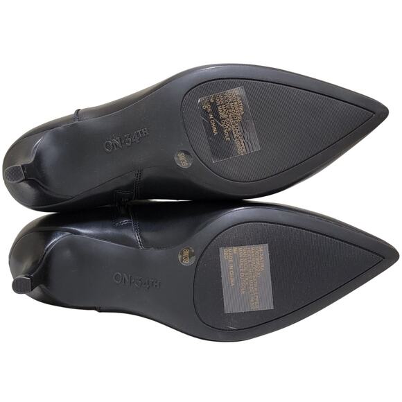 On 34th Women Kitten Heel Western Booties Aatira Size 8M Black Smooth - Picture 4 of 5